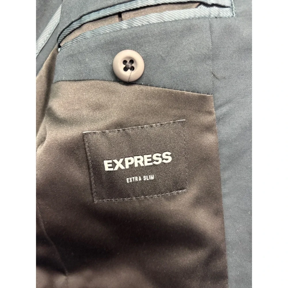 Express 36S 30x30 Navy Blue 2pc Pant Suit Stretch Cotton Unlined Extra Slim Mens